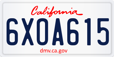 CA license plate 6XOA615