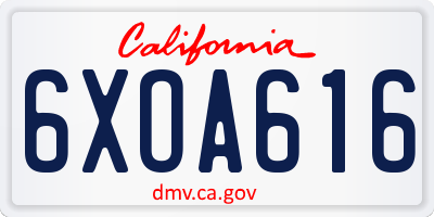 CA license plate 6XOA616