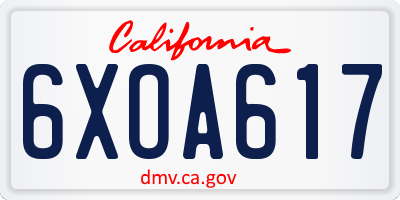 CA license plate 6XOA617
