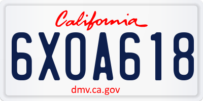CA license plate 6XOA618
