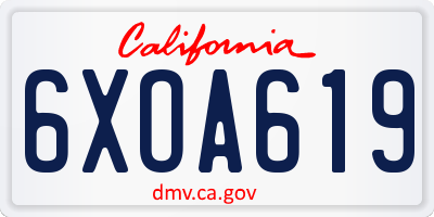 CA license plate 6XOA619