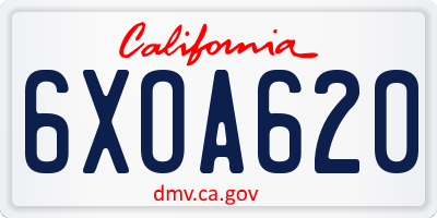 CA license plate 6XOA620