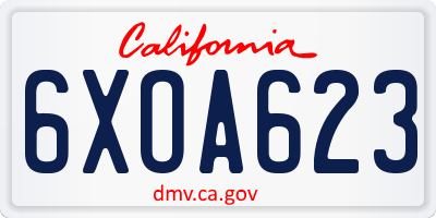 CA license plate 6XOA623