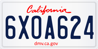 CA license plate 6XOA624