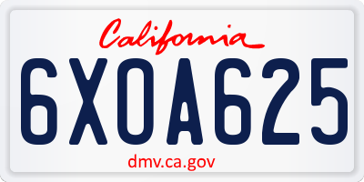 CA license plate 6XOA625