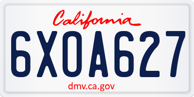 CA license plate 6XOA627