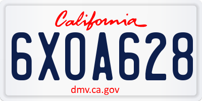 CA license plate 6XOA628