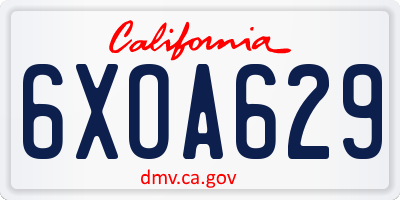 CA license plate 6XOA629