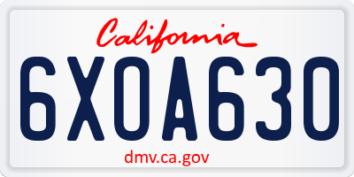 CA license plate 6XOA630