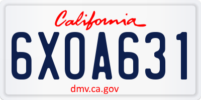 CA license plate 6XOA631
