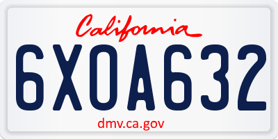 CA license plate 6XOA632