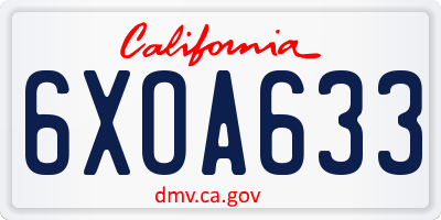 CA license plate 6XOA633