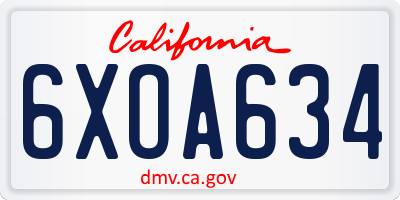 CA license plate 6XOA634