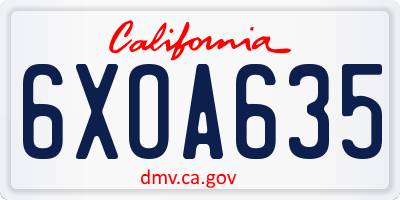 CA license plate 6XOA635