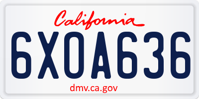 CA license plate 6XOA636