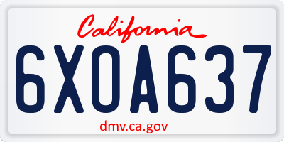 CA license plate 6XOA637