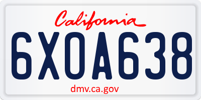 CA license plate 6XOA638