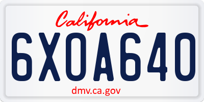 CA license plate 6XOA640