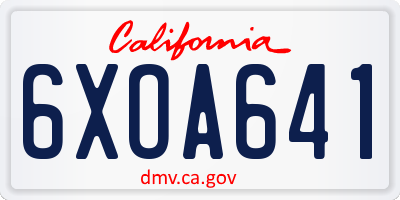CA license plate 6XOA641