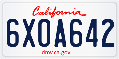 CA license plate 6XOA642