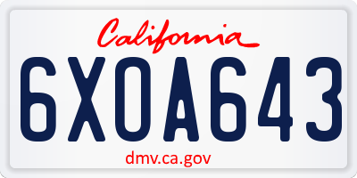CA license plate 6XOA643