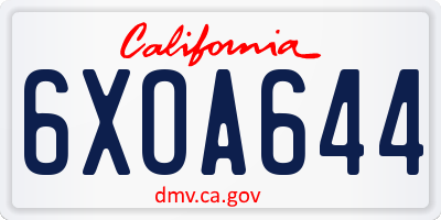 CA license plate 6XOA644