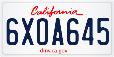 CA license plate 6XOA645