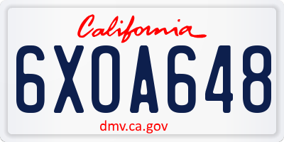 CA license plate 6XOA648