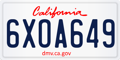 CA license plate 6XOA649