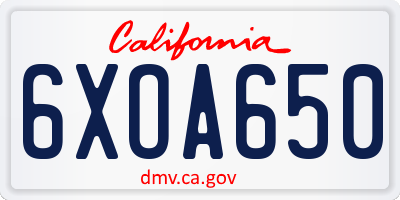 CA license plate 6XOA650