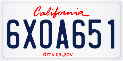 CA license plate 6XOA651
