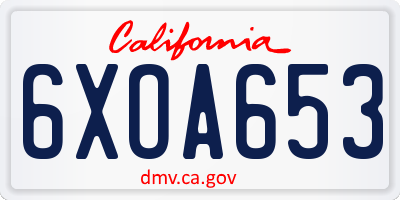CA license plate 6XOA653