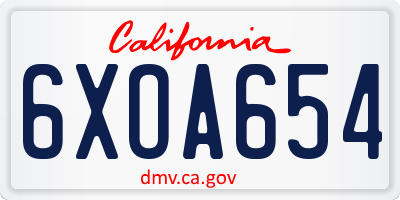 CA license plate 6XOA654