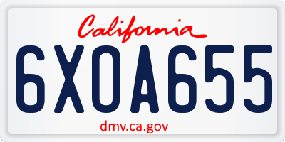 CA license plate 6XOA655