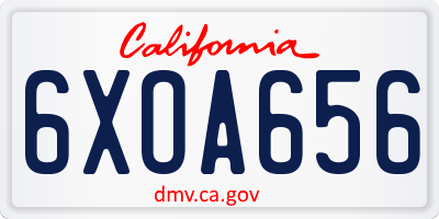CA license plate 6XOA656