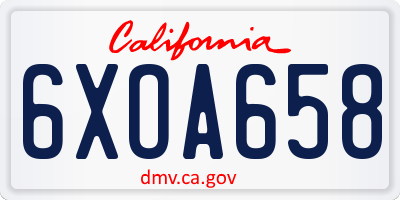 CA license plate 6XOA658