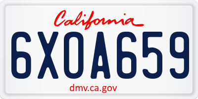 CA license plate 6XOA659