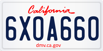 CA license plate 6XOA660