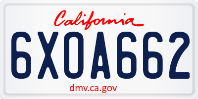CA license plate 6XOA662