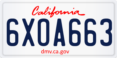 CA license plate 6XOA663