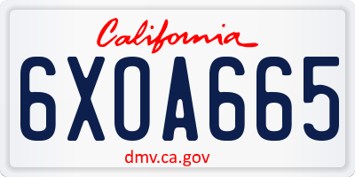 CA license plate 6XOA665
