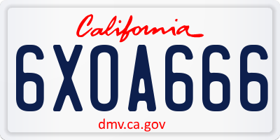CA license plate 6XOA666