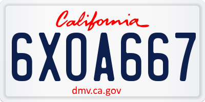 CA license plate 6XOA667