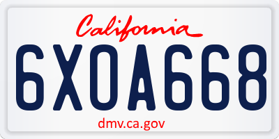 CA license plate 6XOA668
