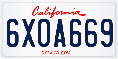CA license plate 6XOA669
