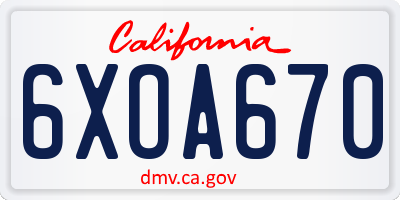 CA license plate 6XOA670