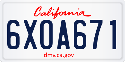 CA license plate 6XOA671