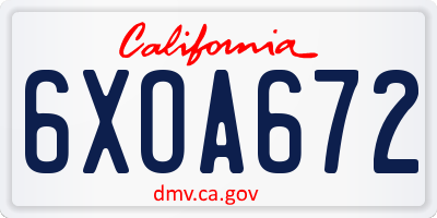 CA license plate 6XOA672