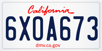 CA license plate 6XOA673