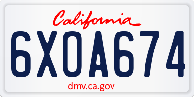 CA license plate 6XOA674